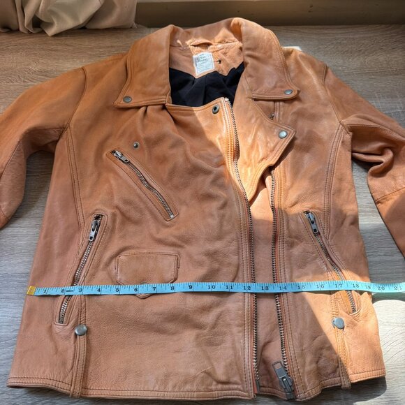 New Free People Jealousy Leather Moto Jacket We The Free Camel Brown Small - Picture 6 of 12